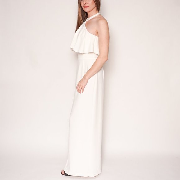 720. AMANDA UPRICHARD Piazza Maxi Dress Halter White S - Picture 6 of 7